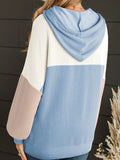 Drawstring Color Block Long Sleeve Hoodie - CELIVINE