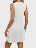 Slit V - Neck Sleeveless Mini Dress - CELIVINE
