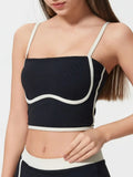 Contrast Trim Square Neck Active Cami with Detachable Chest Pads - CELIVINE