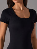 Square Neck Active T-Shirt with Detachable Chest Pads - CELIVINE