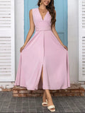 Full Size Slit V - Neck Sleeveless Dress Plus Size - CELIVINE
