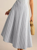 Full Size Striped Sleeveless Midi Dress Plus Size - CELIVINE
