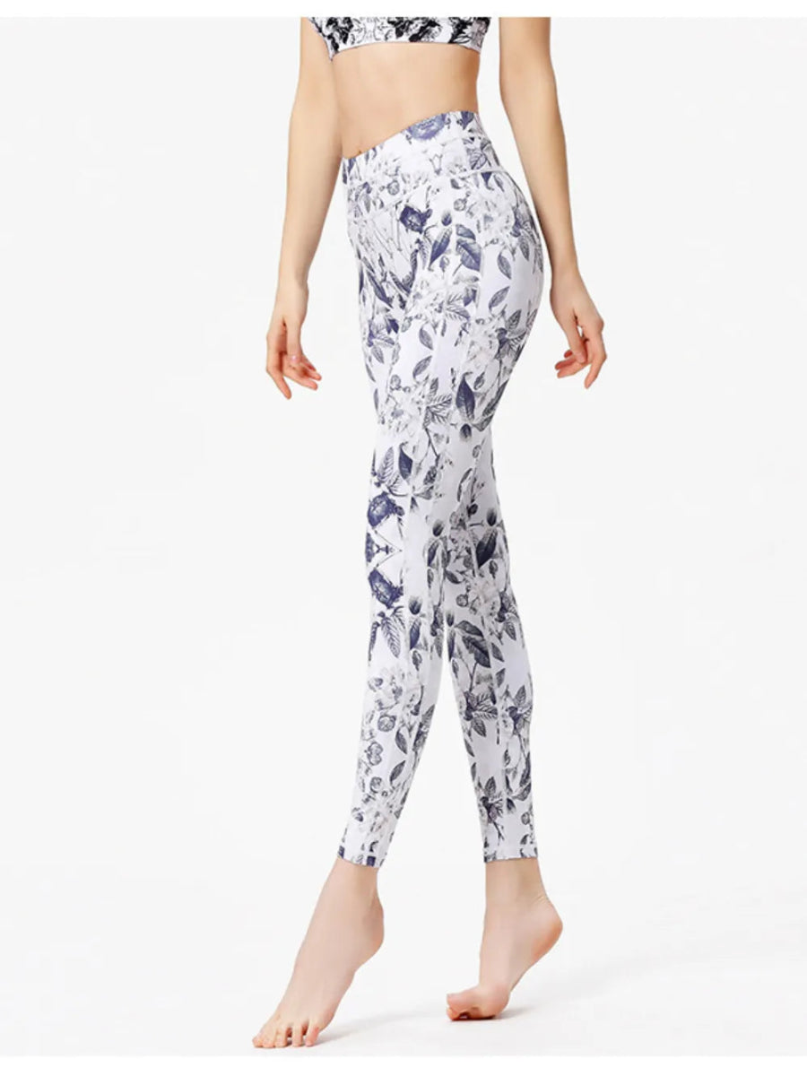 Printed Active High Waist Leggings - CELIVINE