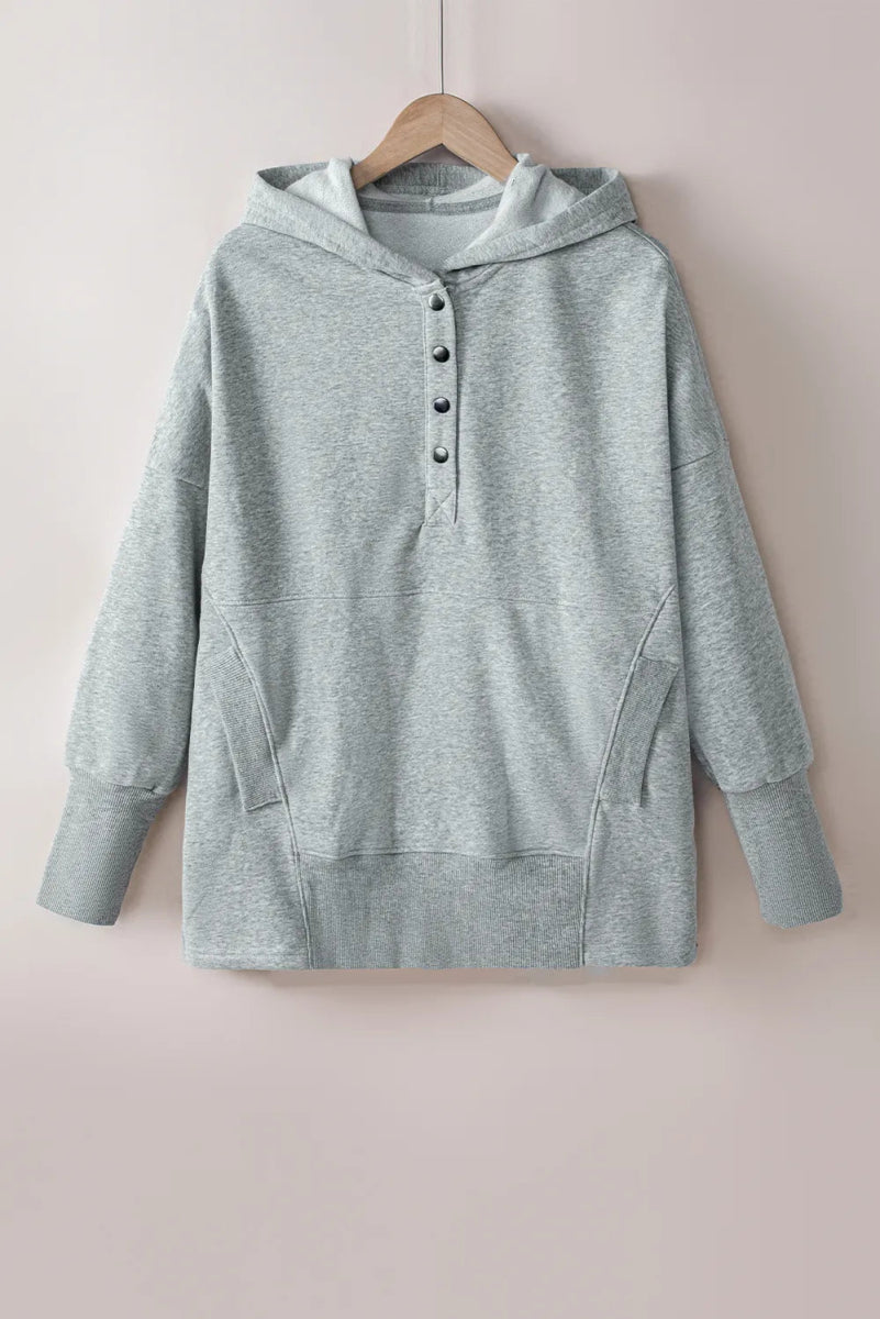 Quarter - Snap Dropped Shoulder Hoodie - CELIVINE