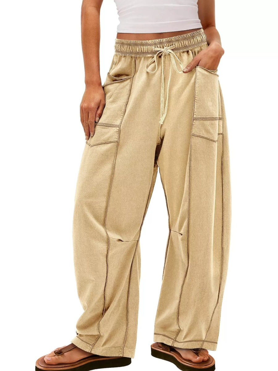 Drawstring Wide Leg Pants - CELIVINE