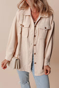 Pocketed Button Up Dropped Shoulder Shacket - CELIVINE