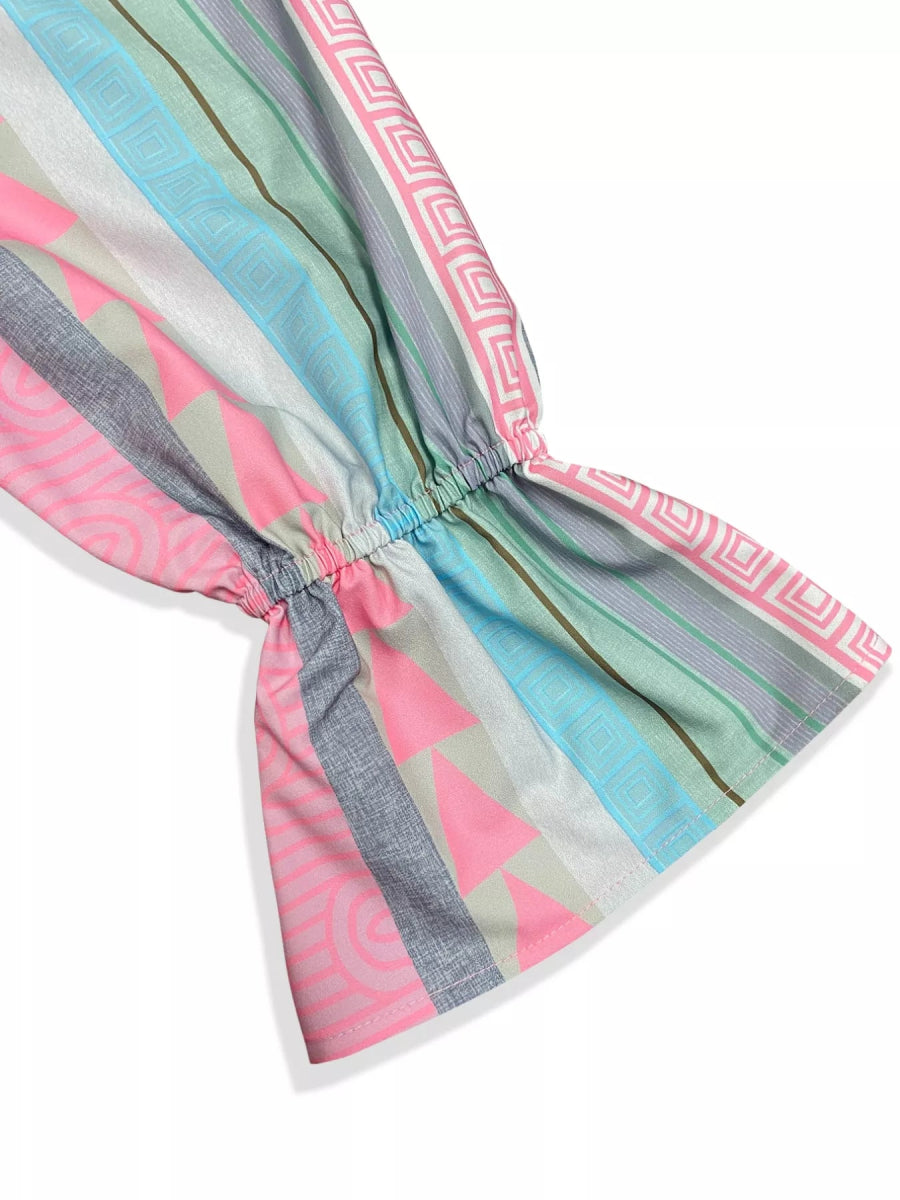 Smocked Square Neck Flounce Sleeve Maxi Dress - CELIVINE