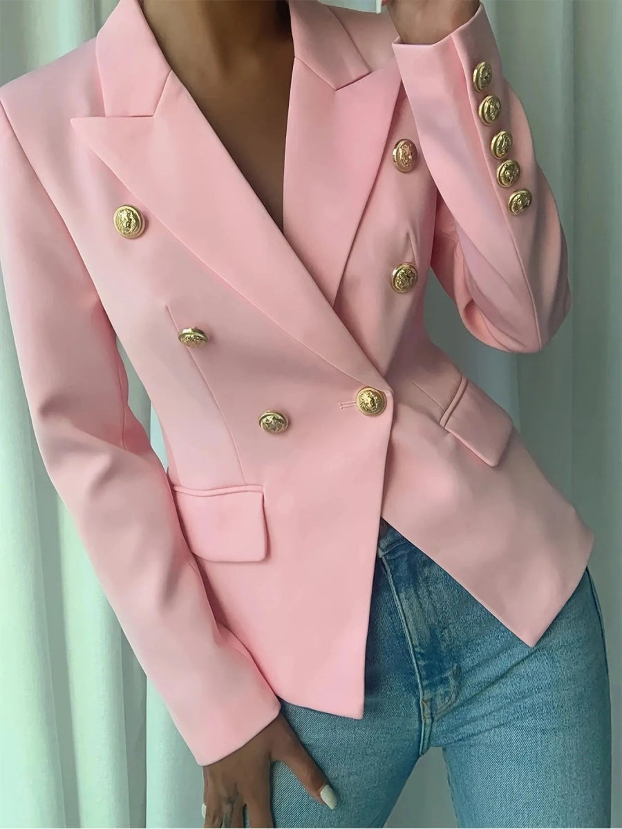 Decor Button Lapel Collar Blazer - CELIVINE