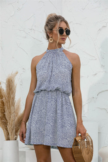 Floral Tied Sleeveless Mini Dress - CELIVINE