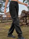 High Waist Cargo Jeans - CELIVINE