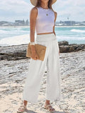 Wide Leg Smocked High Waist Pants - CELIVINE