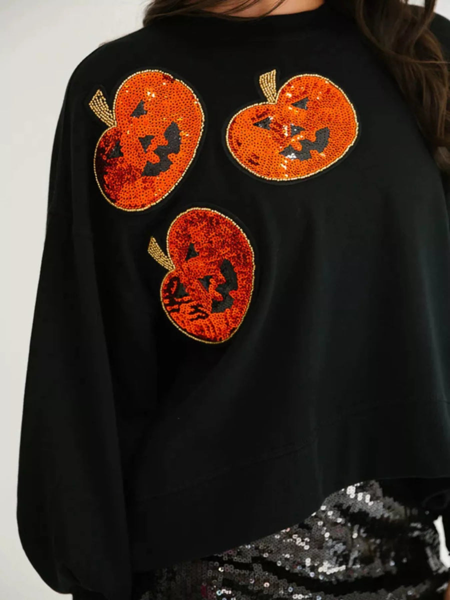 Halloween Pumpkin Round Neck Sweatshirt - CELIVINE