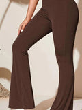 Full Size High - Waist Flare Active Pants Plus Size - CELIVINE