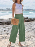 Wide Leg Smocked High Waist Pants - CELIVINE