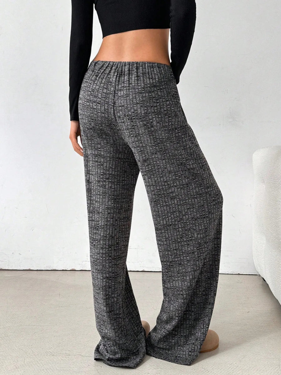 Striped Wide Leg Drawstring Pants - CELIVINE