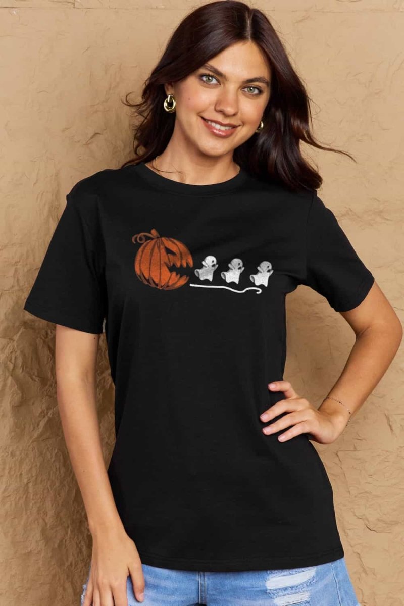 Simply Love Full Size Jack - O' - Lantern Graphic Cotton T-Shirt - CELIVINE
