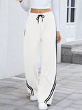 Side Striped Wide Leg Pants - CELIVINE