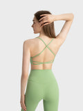 Crisscross Back Scoop Neck Active Cami with Detachable Chest Pads - CELIVINE