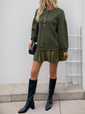 Button Front Mini Sweatshirt Dress - CELIVINE