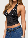 Polka Dot Halter Neck Cami - CELIVINE