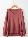 V - Neck Casual Long Sleeve T-Shirt - CELIVINE