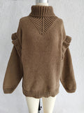 Ruffled Turtleneck Long Sleeve Sweater - CELIVINE
