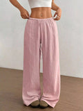 Full Size Drawstring Wide Leg Pants Plus Size - CELIVINE