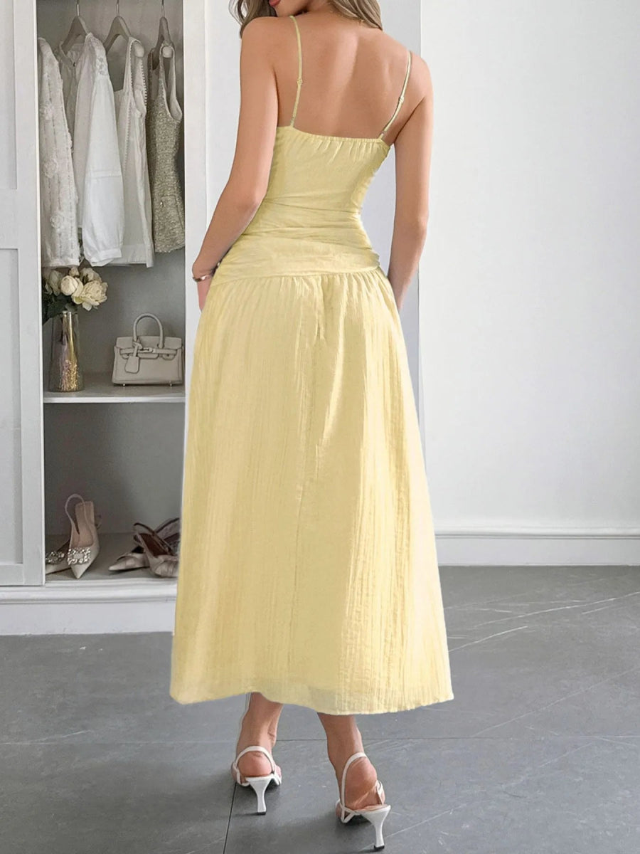 Cutout V - Neck Sleeveless Midi Dress - CELIVINE