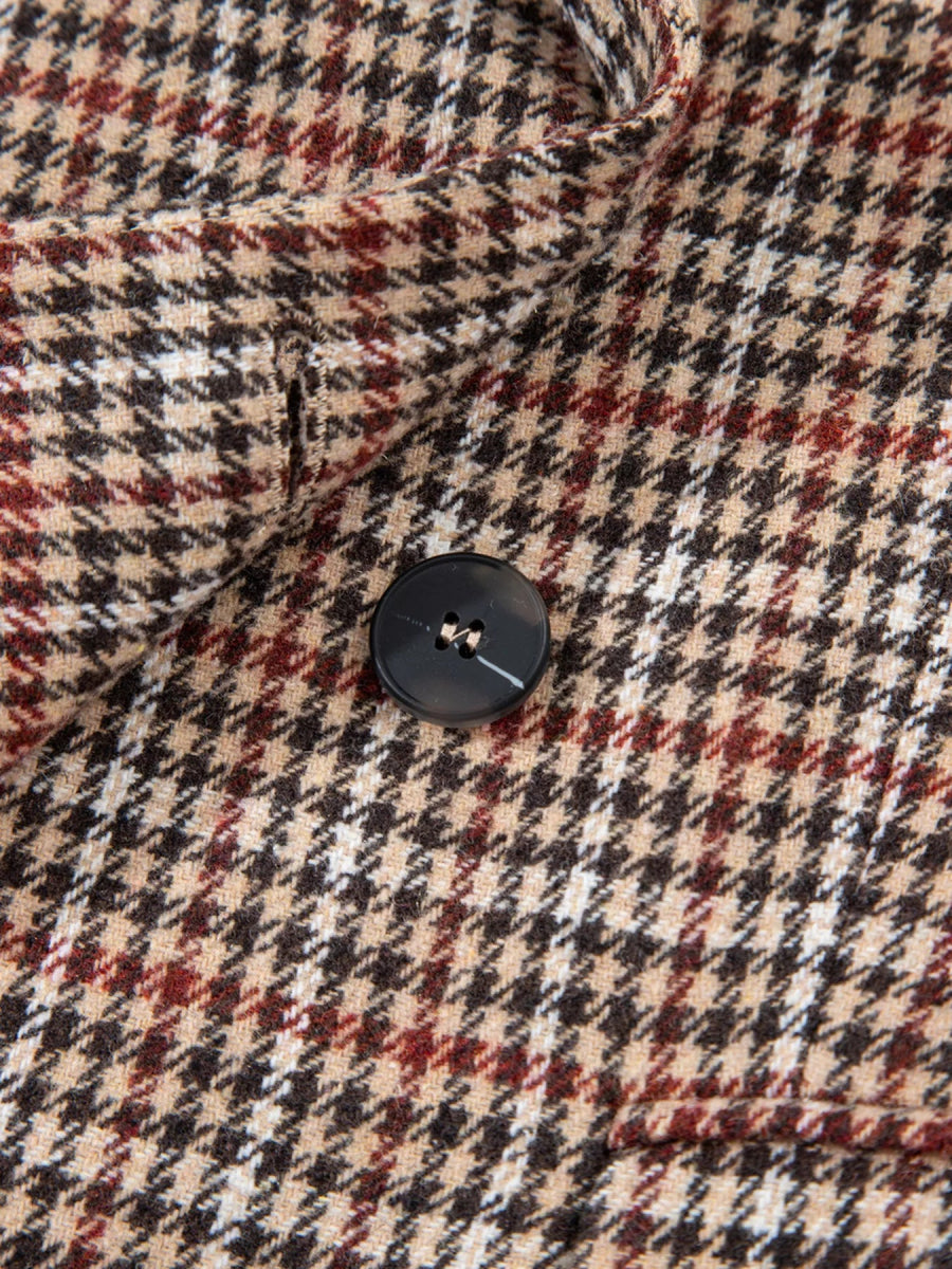 Houndstooth Lapel Collar Blazer - CELIVINE
