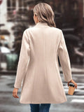 Collared Neck Long Sleeve Longline Coat - CELIVINE
