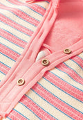 Striped Johnny Collar Long Sleeve Sweatshirt - CELIVINE