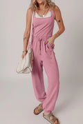 Elastic Waist Sleeveless Square Neck Jumpsuit - CELIVINE