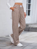 Plaid Wide Leg Casual Pants - CELIVINE