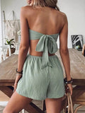 Tie Back Cutout Tube Romper - CELIVINE