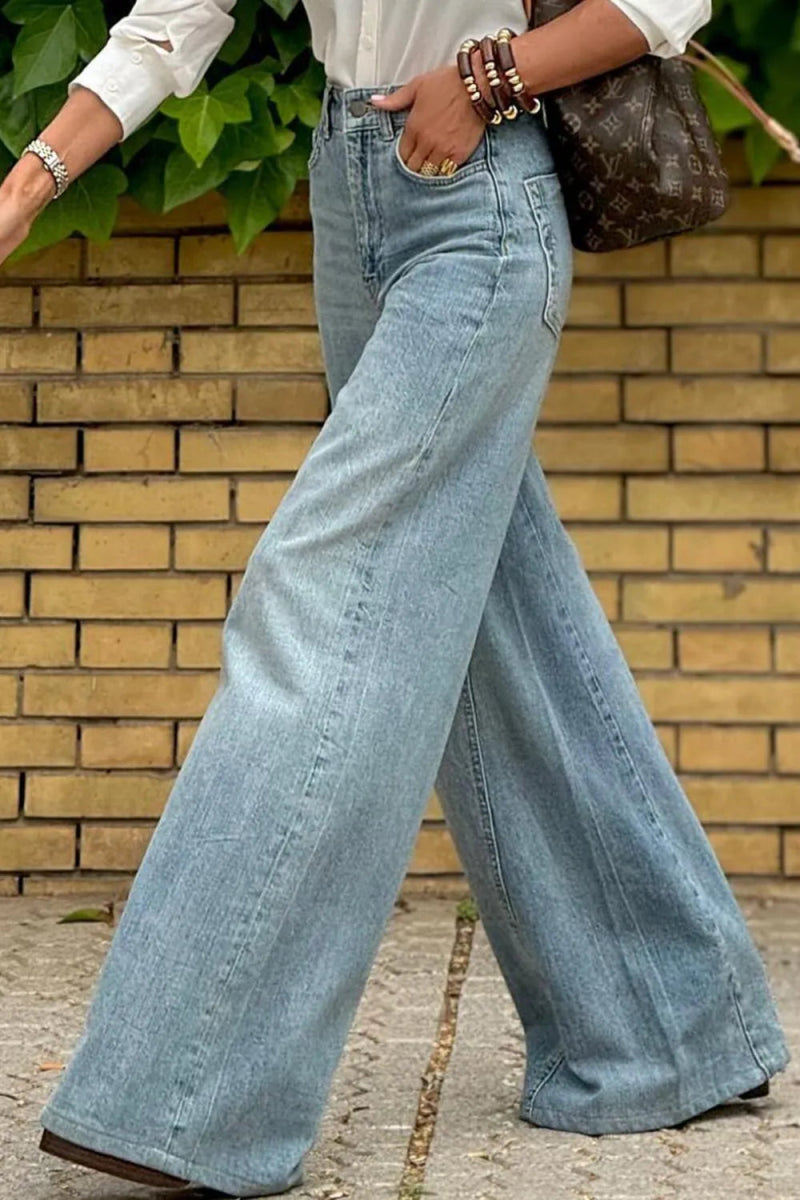 Wide Leg Jeans with Pockets - CELIVINE