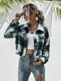 Plaid Dropped Shoulder Shirt Jacket - CELIVINE