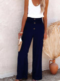 Full Size High - Waisted Textured Wide Leg Pants Plus Size - CELIVINE
