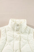 Snap Down Texture Vest Coat with Pockets - CELIVINE