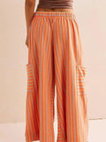 Contrast Striped Wide leg Pants - CELIVINE