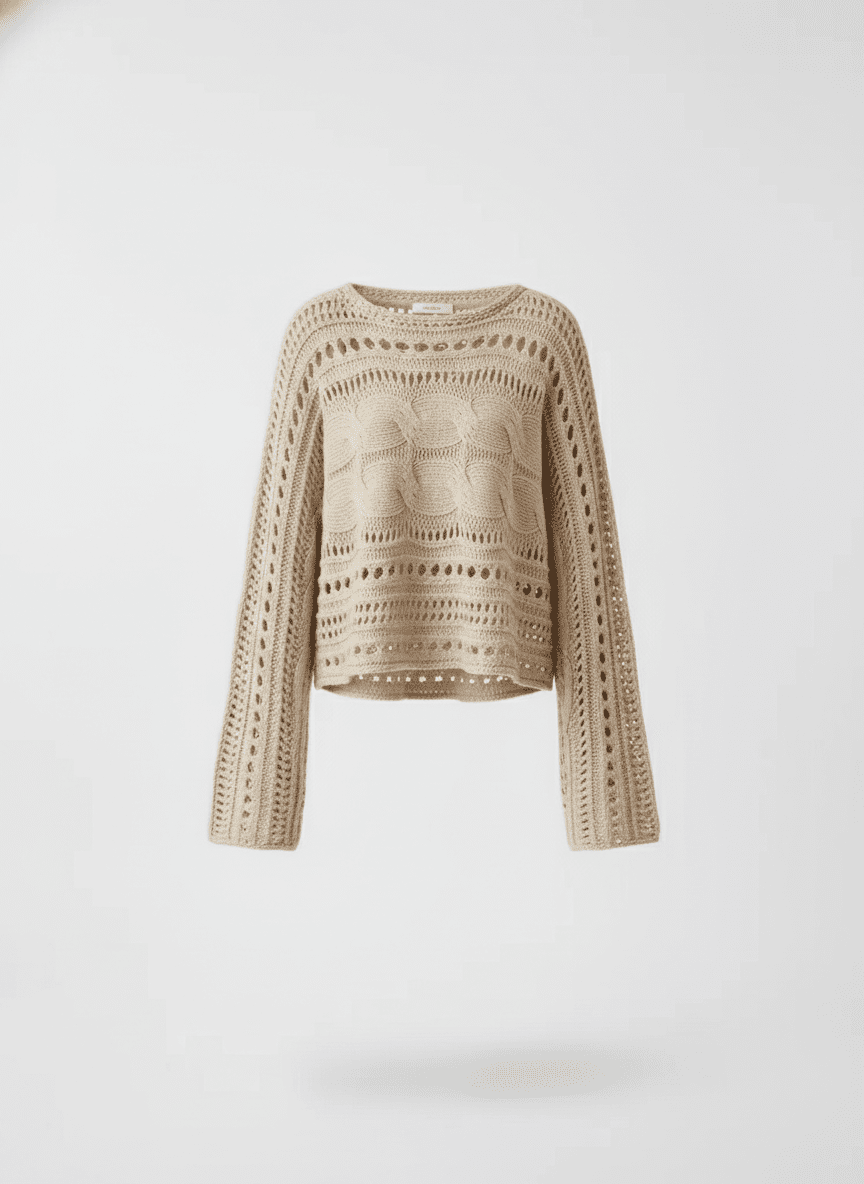 Hollow Out Cable - Knit Boat Neck Sweater - CELIVINE