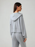 Zip Up Dropped Shouder Active Hooded - CELIVINE