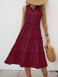 Frill Tiered Midi Dress - CELIVINE