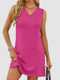 Slit V - Neck Sleeveless Mini Dress - CELIVINE