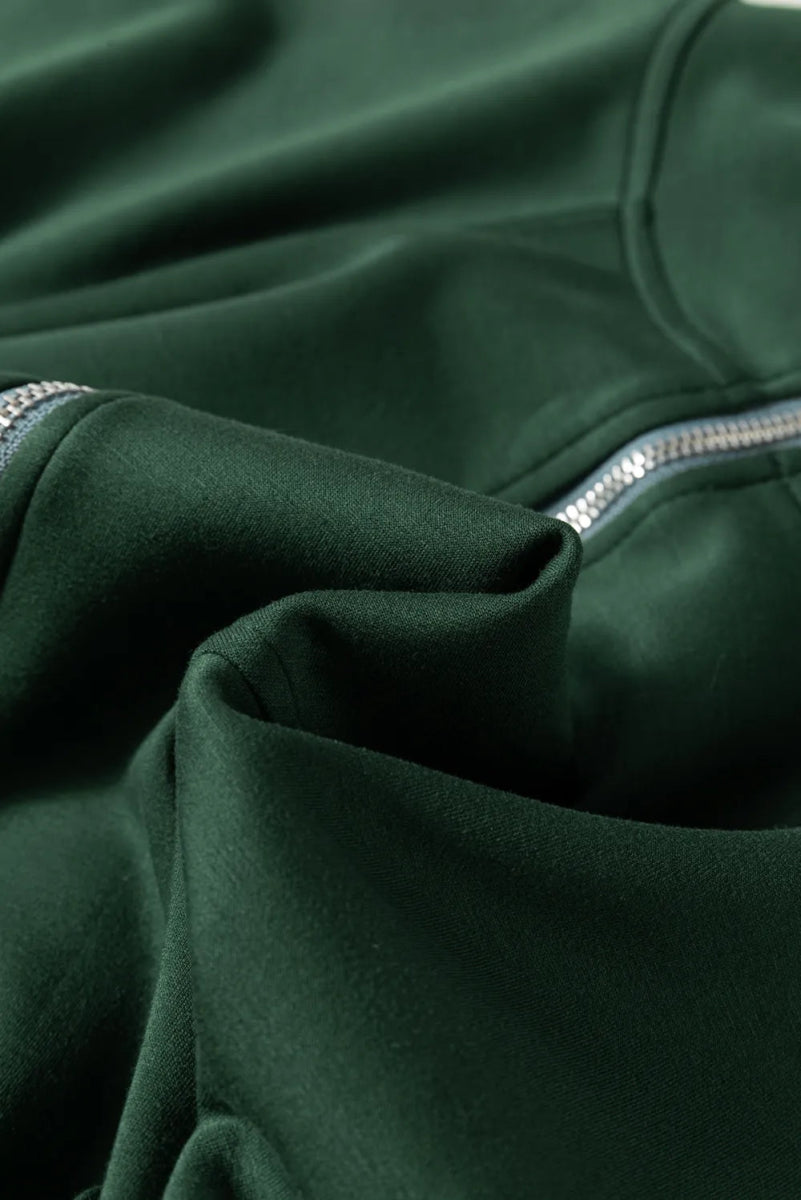 Drawstring Half Zip Long Sleeve Romper - CELIVINE