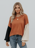 Ribbed Hem Long Sleeve Sweater - CELIVINE