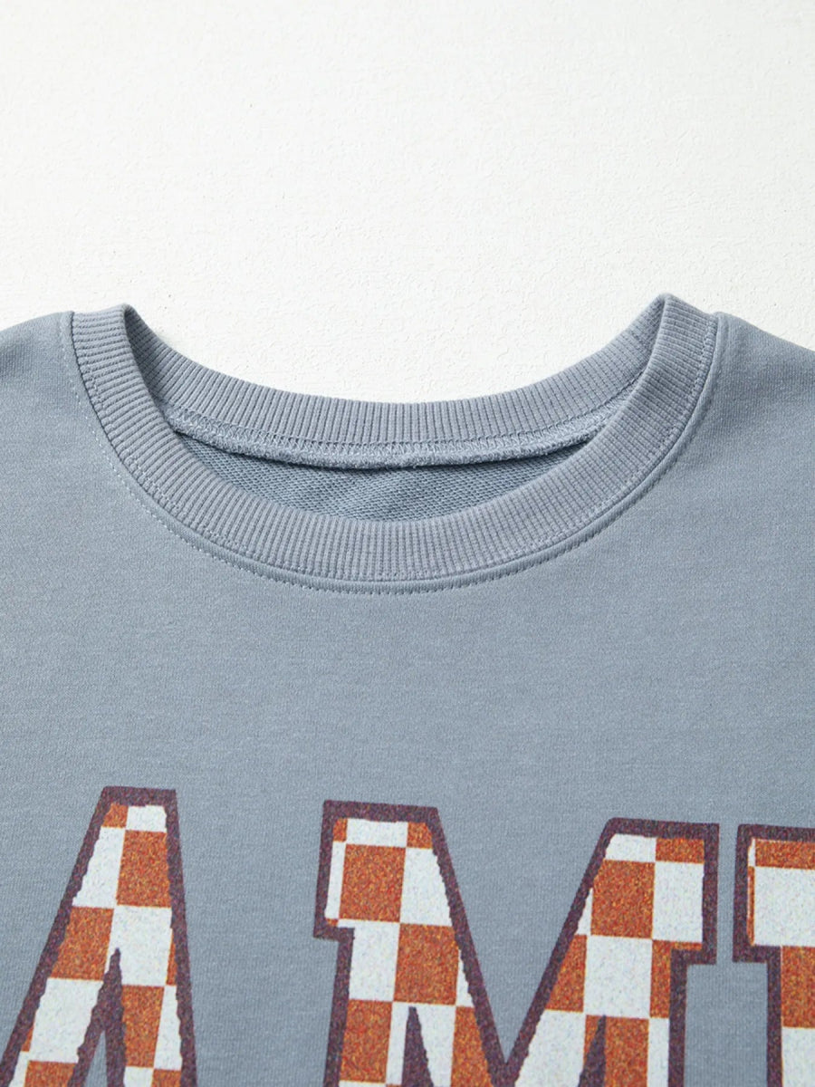 Game Day Checkered Oversized Sweatshirt - CELIVINE