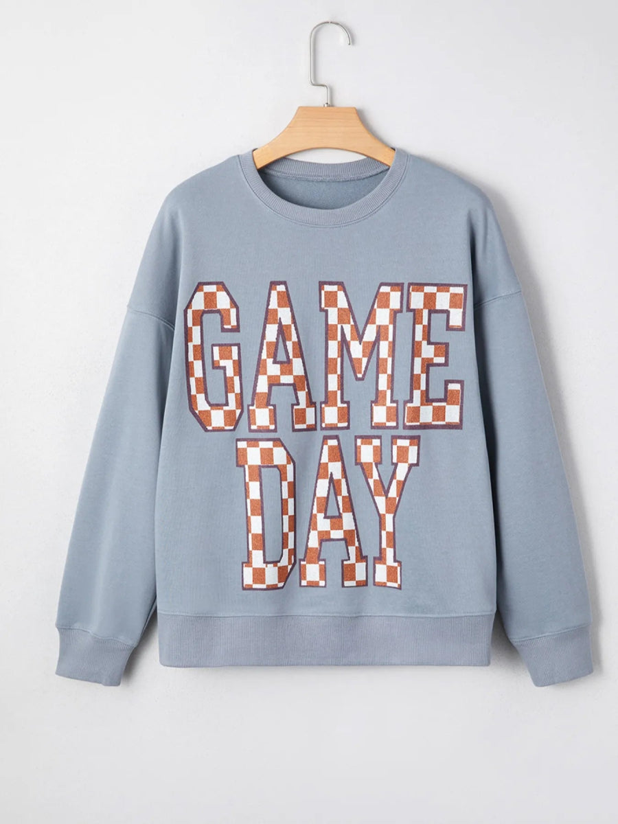 Game Day Checkered Oversized Sweatshirt - CELIVINE