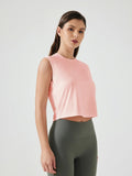 Round Neck Cropped Active Tank - CELIVINE