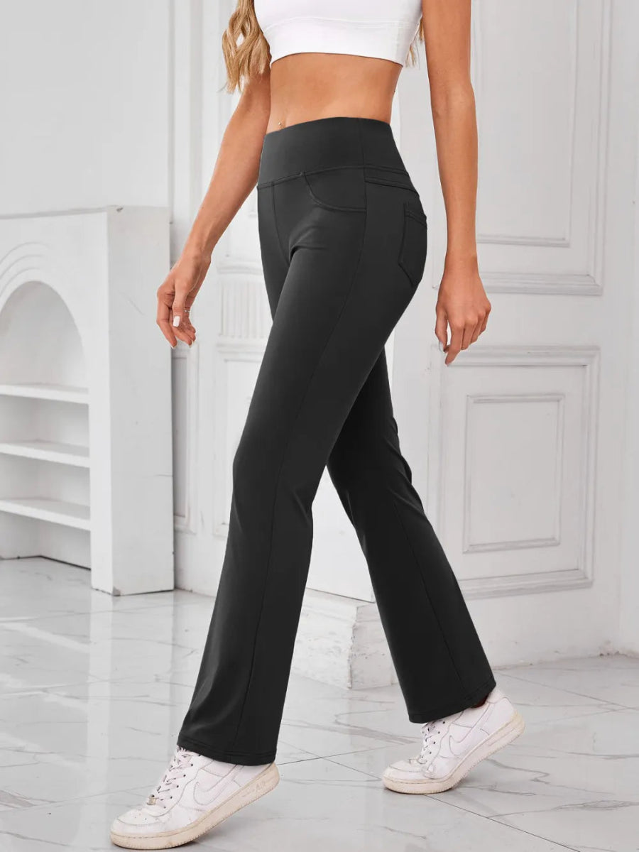 High Waist Active Pants with Pockets - CELIVINE