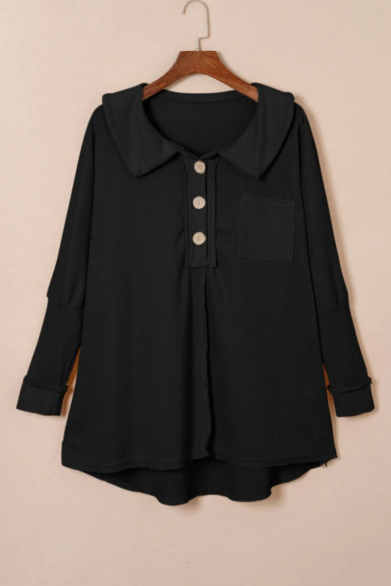 Waffle Knit Button Front Dress - CELIVINE